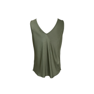 MABEL DOUBLE V-NECK TOP - Army