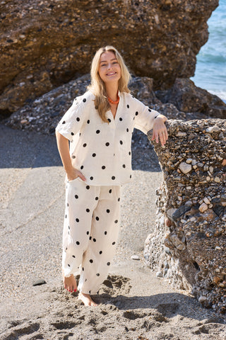 MELINA Hør Bluse - Dot