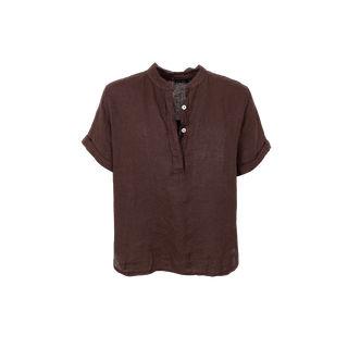 MELINA Hør Bluse - Coffee