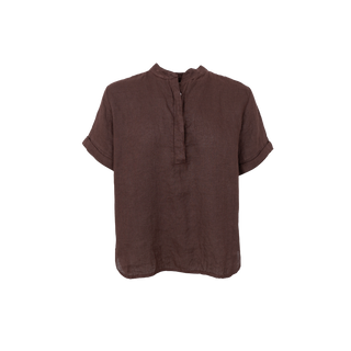 MELINA Hør Bluse - Coffee
