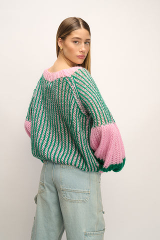 LIANA KNIT Sweater - Green Bubblegum