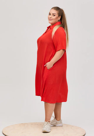 Klassisk KJOLE med lommer - Tomato Red