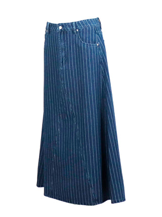 MAJKEN nederdel i stribet denim