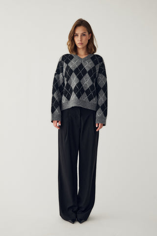 LAI KNIT sweater - Black Grey Mix