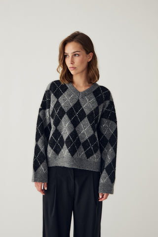 LAI KNIT sweater - Black Grey Mix