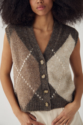 LAIANA KNIT Vest - Ash Brown Mix
