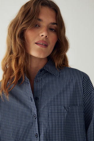 MARLON C Skjorte - Davy Navy Check