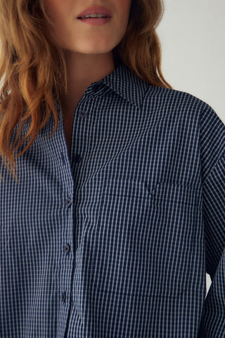 MARLON C Skjorte - Davy Navy Check