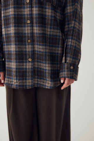 MARLON Skjorte - Brown Blue Check