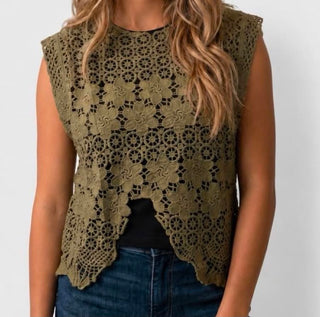 MAREN LACE TOP - Army Green
