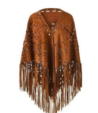 ELLIE FRINGE SCARF - Cognac