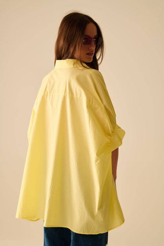 Gul oversized skjorte med korte ærmer