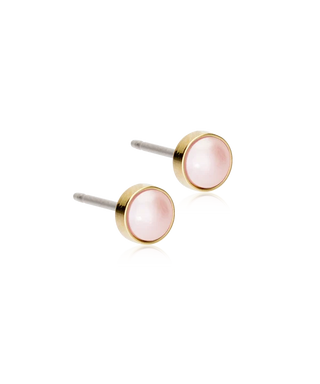 GT Bezel Pearl Øreringe 5 mm, Light Rose