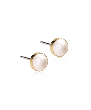 GT Bezel Pearl Øreringe 6 mm, White