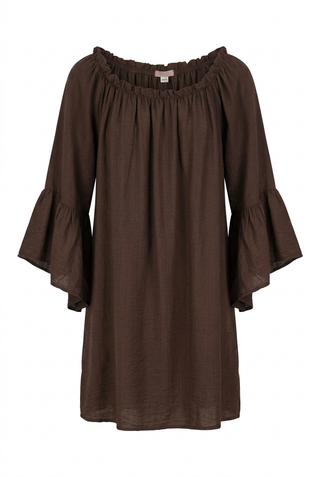 LINA SOLID DRESS - Choco